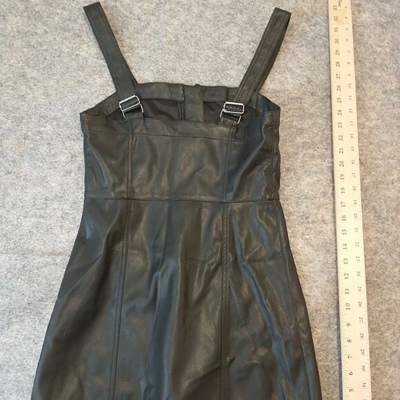 LOVE TREE Biker Look Faux Leather Mini Dress Medium. Condition is Pre-own - Picture 3 of 8